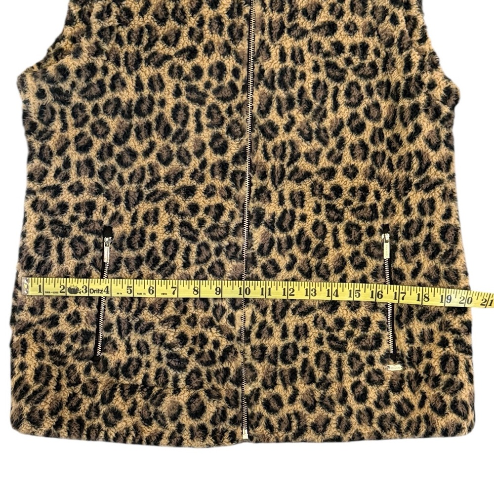 Calvin Klein Leopard Fleece Vest Sherpa Zip Pockets Size Large - Picture 11 of 14